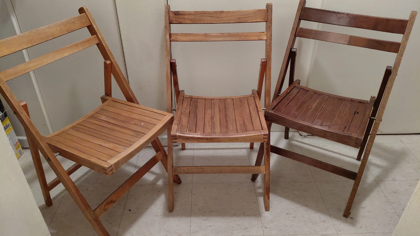 Wooden Folding Chairs (Set of 3)