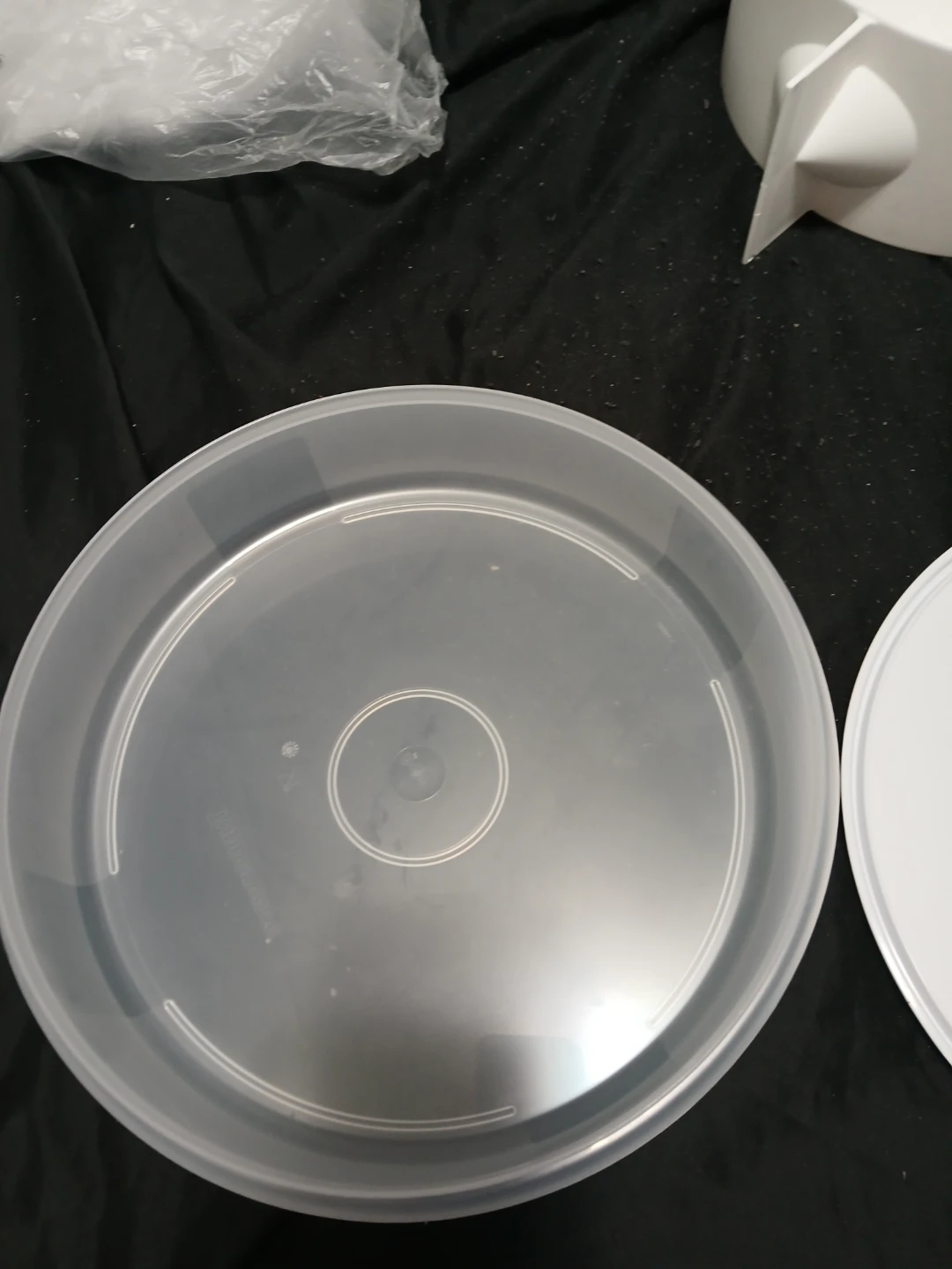 Clear Plastic Round Food Container with White Lid - photo 2