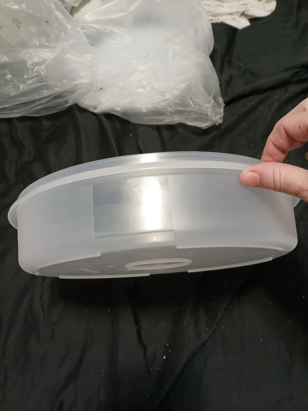Clear Plastic Round Food Container with White Lid - photo 3