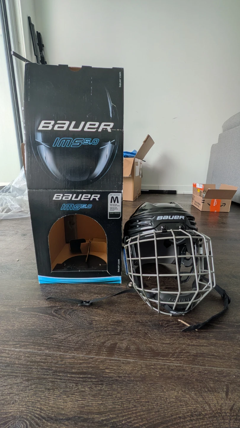 Bauer IMS 5.0 Hockey Helmet with Cage - Black - Medium