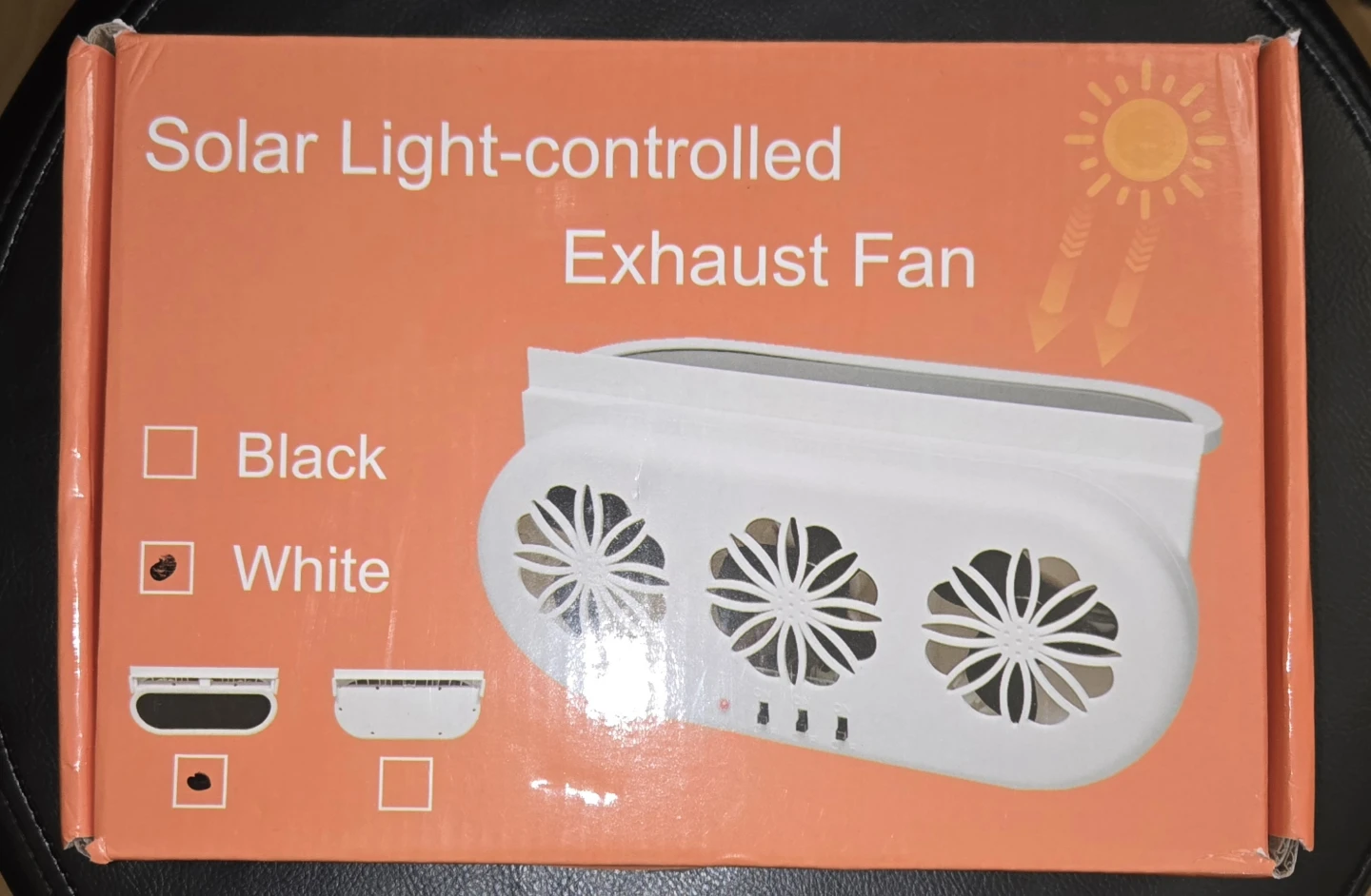 Solar Light-controlled Exhaust Fan - White