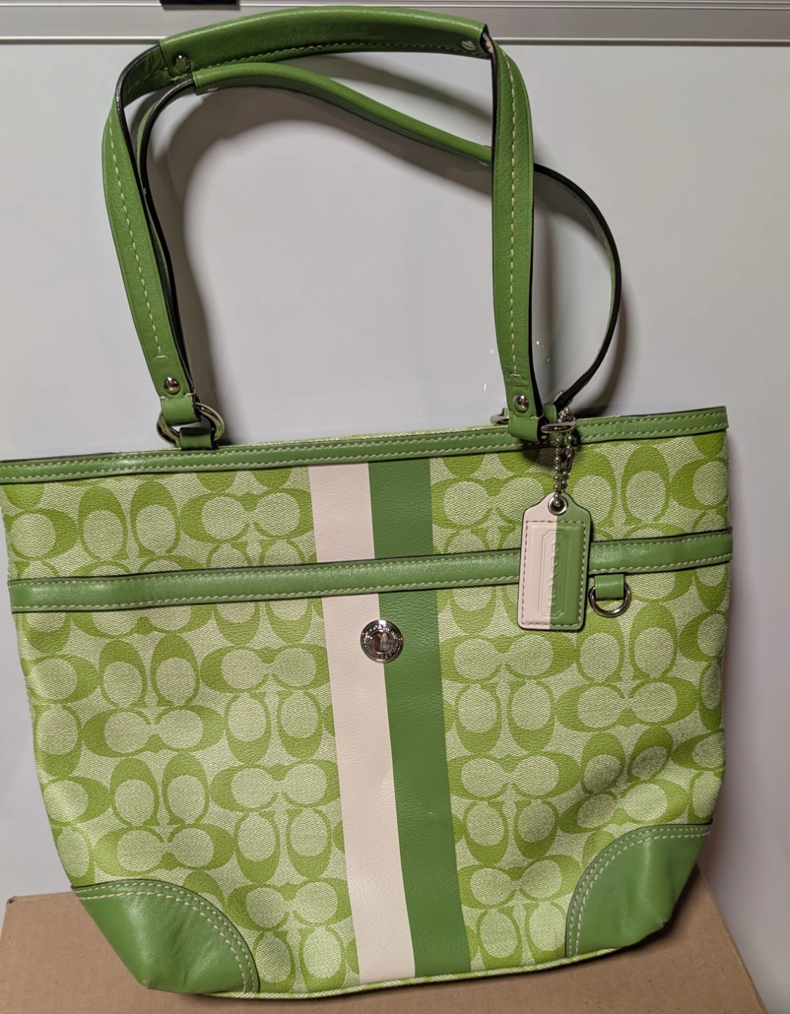 Coach Monogram Tote Bag - Lime Green