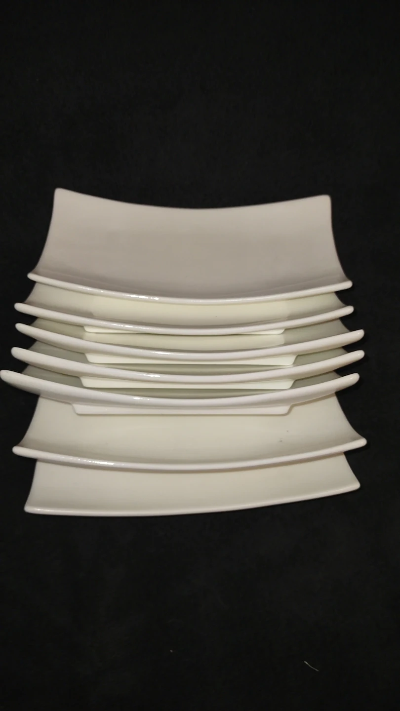 Set of 6 White Ceramic Rectangular Sushi Plates - photo 3