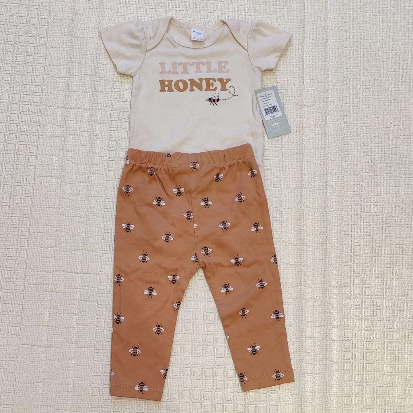 New Petit Lem Little Honey Bee Onesie and Pants Set