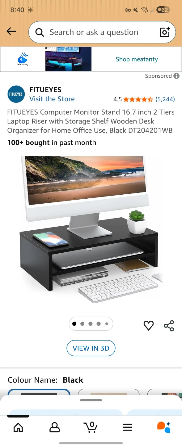 FITUEYES 2 Tiers Computer Monitor Stand - Black