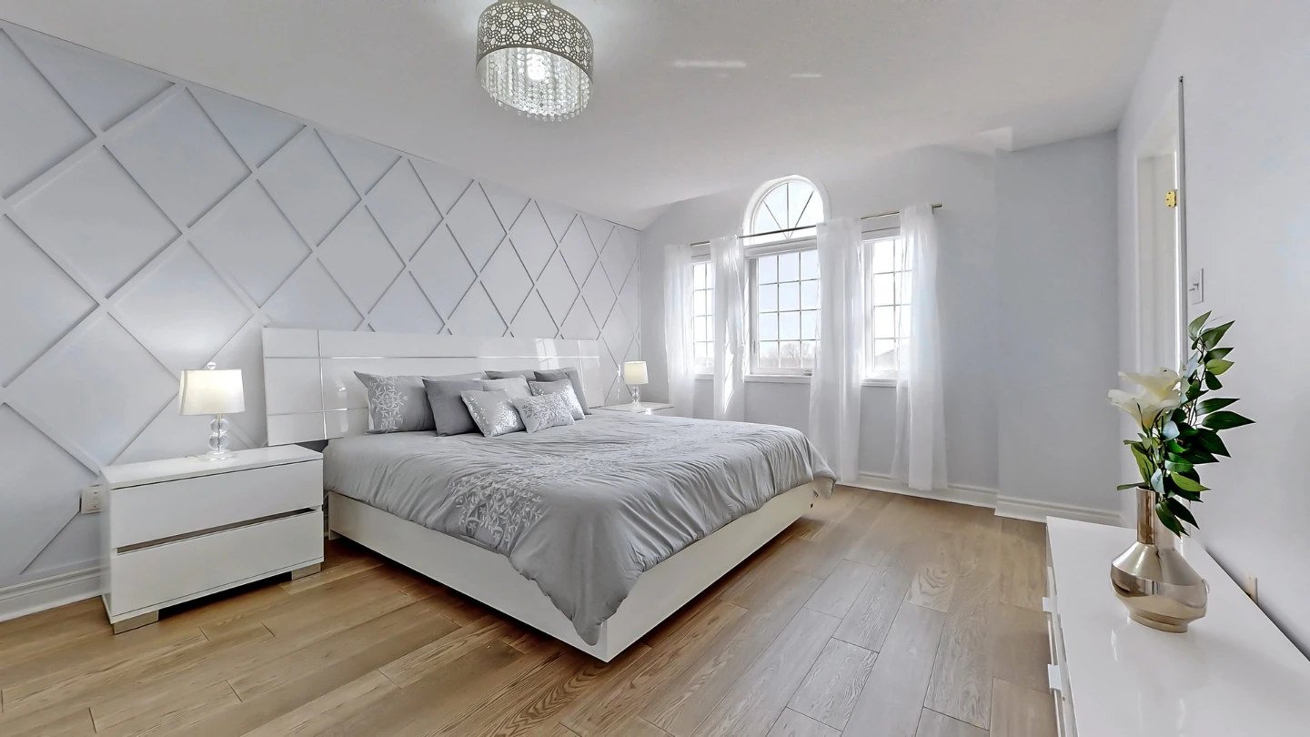 Modern White Platform Bed Frame with Headboard
