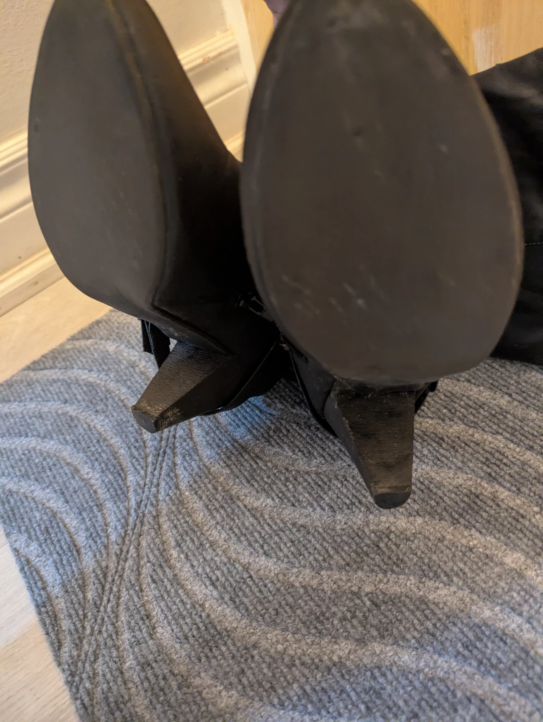 Black Knee-High Boots with Buckle Detail - photo 3
