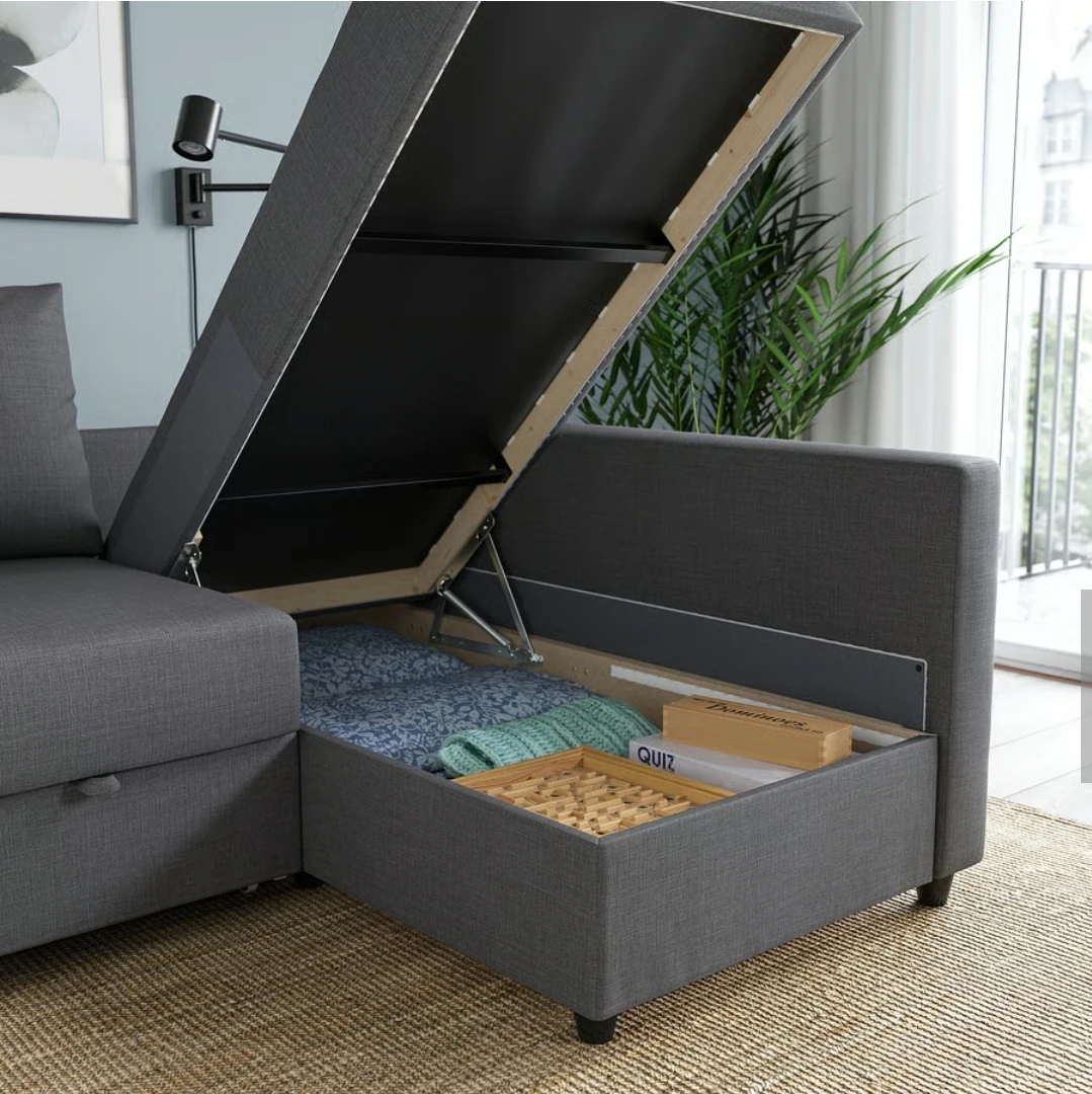 Grey Sectional Sofa Bed with Storage - photo 2