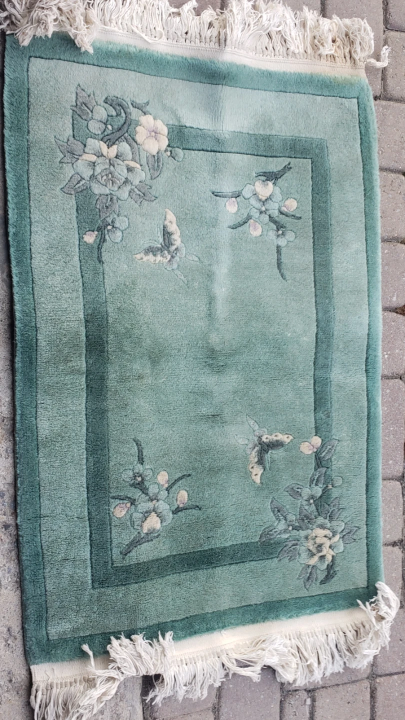 Teal Accent Rug with Floral and Butterfly Design - photo 2