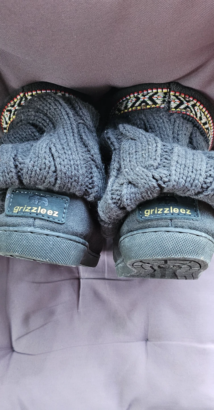 🧡 Grizzleez Grey Cable Knit Slipper Boots - photo 4
