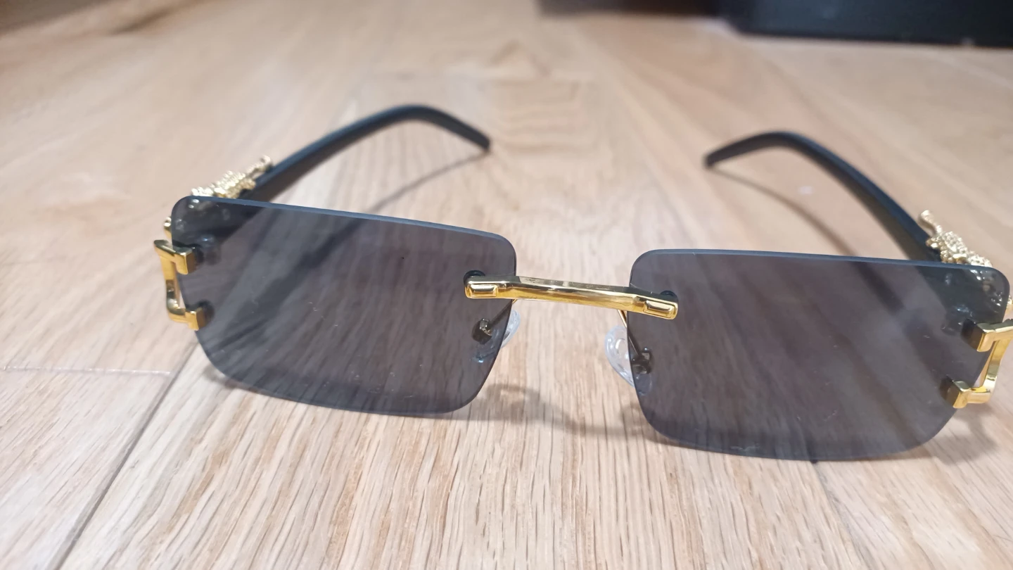 Rimless Sunglasses with Gold Panther Accents - photo 2