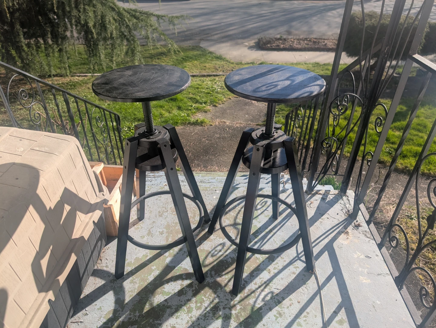 Ikea dalfred stools. Set of 2 Black Adjustable Height Bar Stools