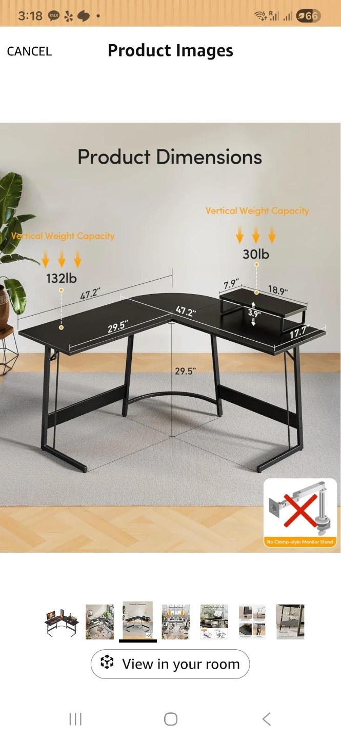 47” L-Shaped Desk – Black Frame / Black Wood Top – Disassembled - photo 3