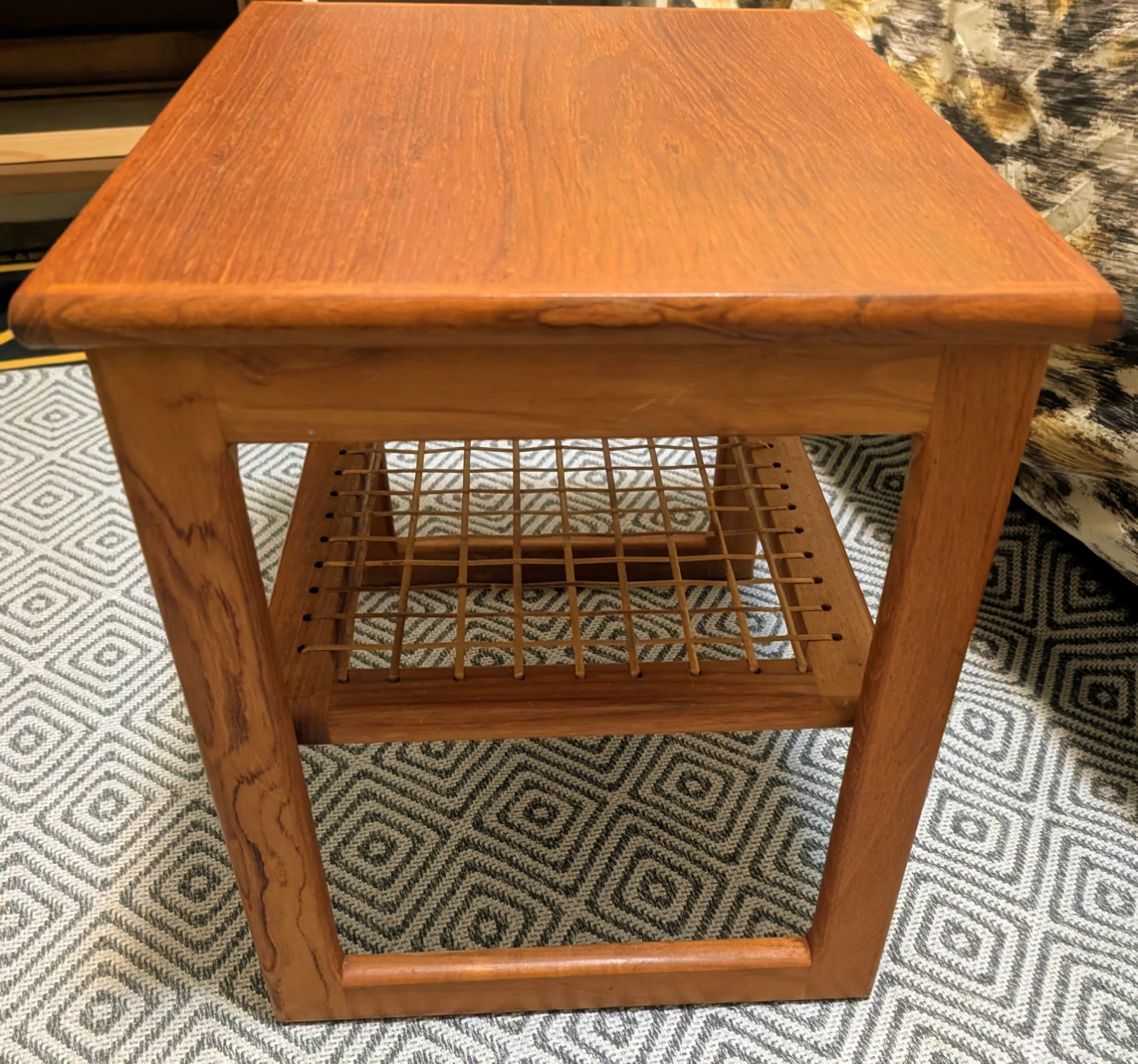 Mid-Century Modern Wood and Cane Side Table - photo 2
