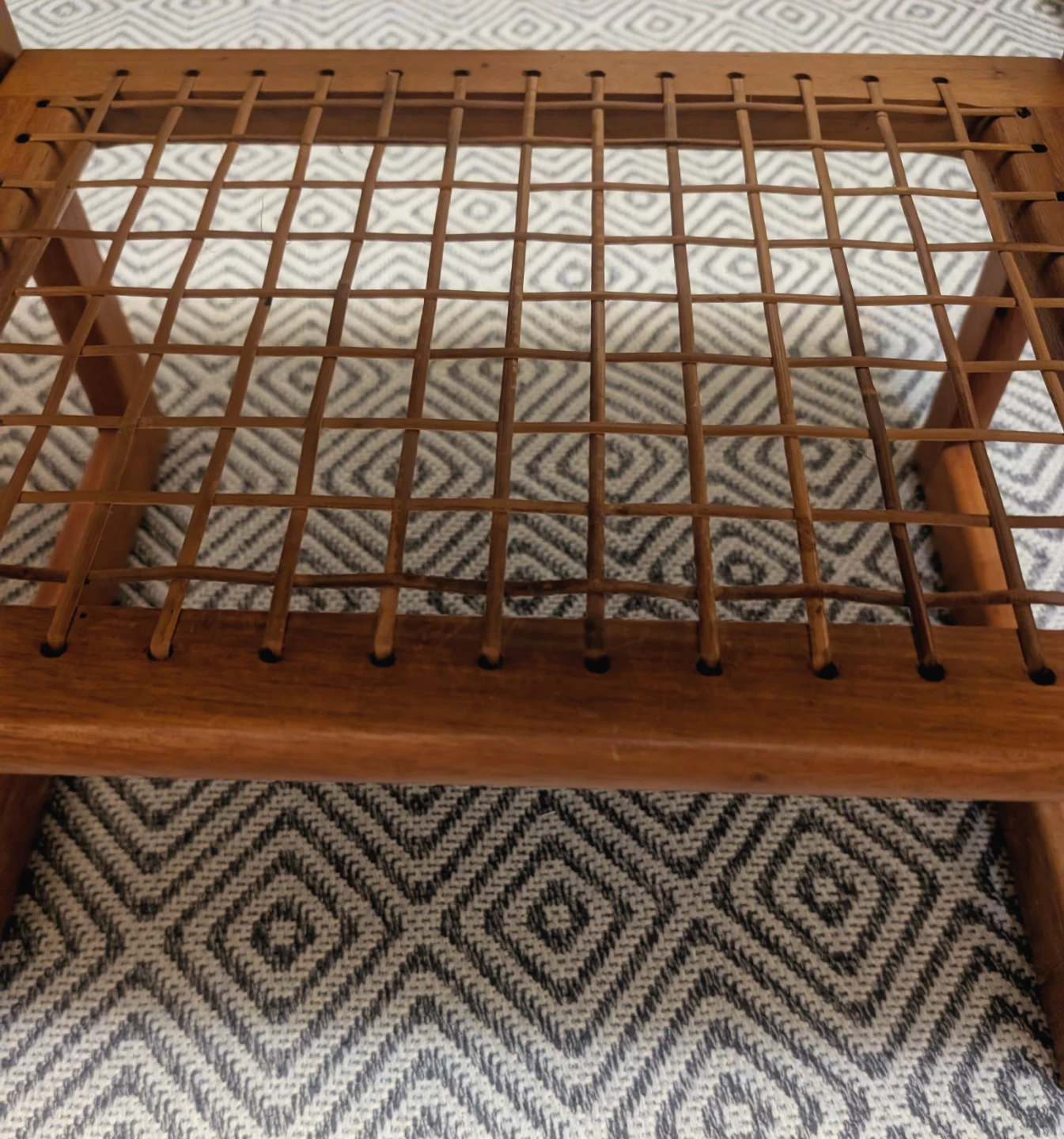 Mid-Century Modern Wood and Cane Side Table - photo 4