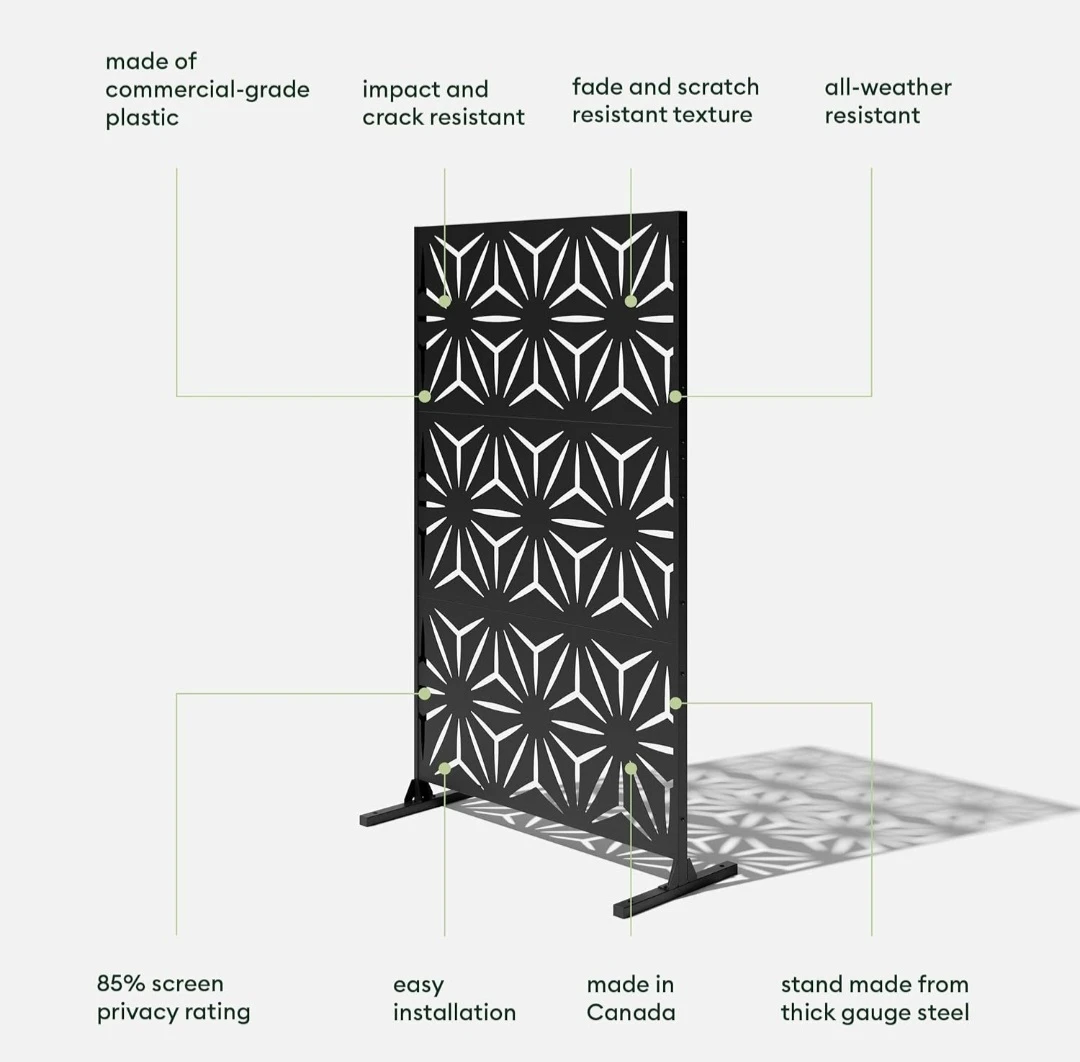 Decorative Metal Outdoor Privacy Screen 76" H x 45" W Black - photo 2