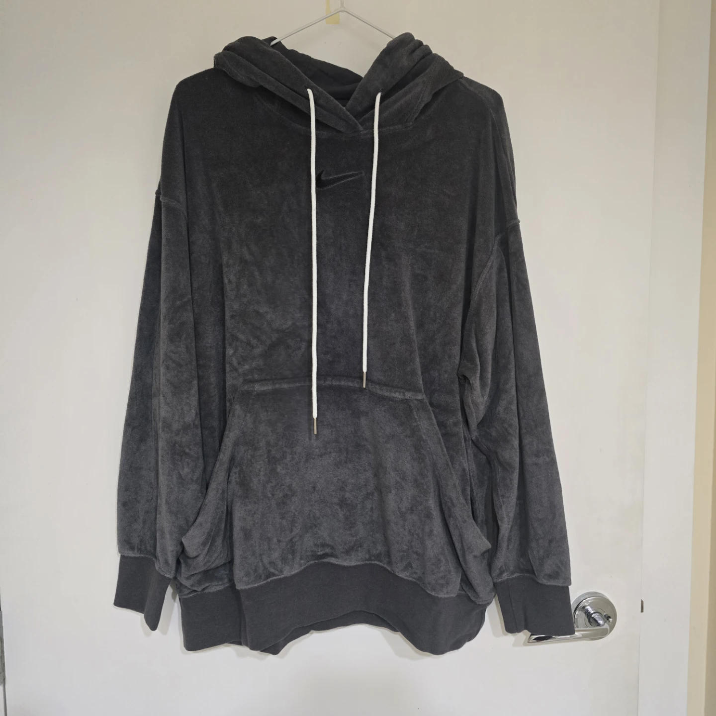 Nike Velour Hoodie - Grey, Size M