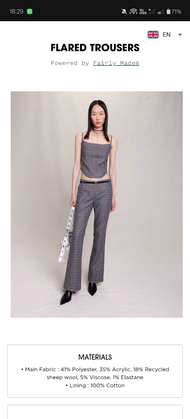 Maje Flared Trousers Size 34 Grey Plaid - photo 3