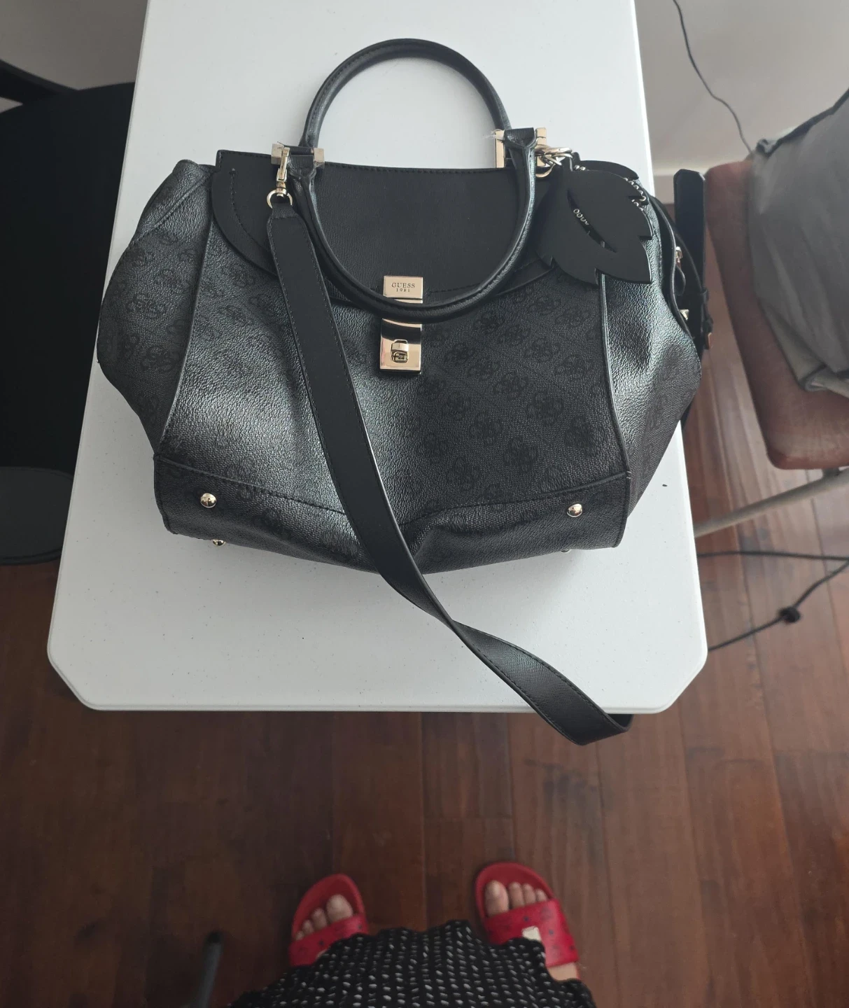 Guess Black Monogram Satchel Handbag - photo 4