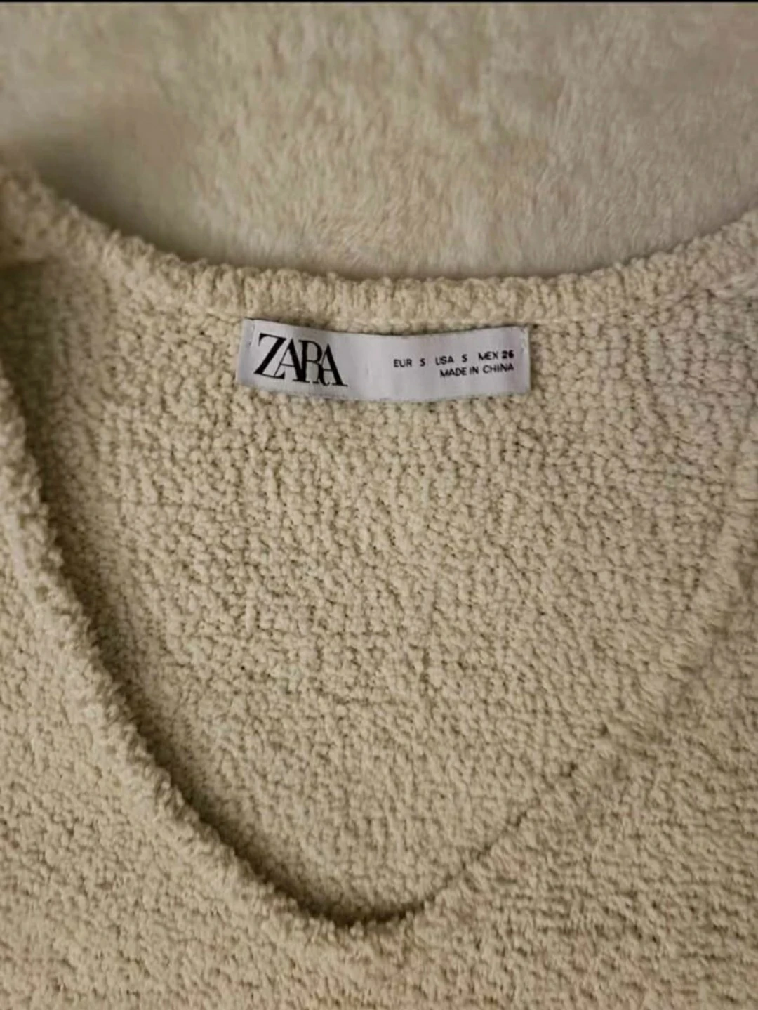 Zara Teddy Fleece Long Sleeve Bodysuit Cream Small - photo 2