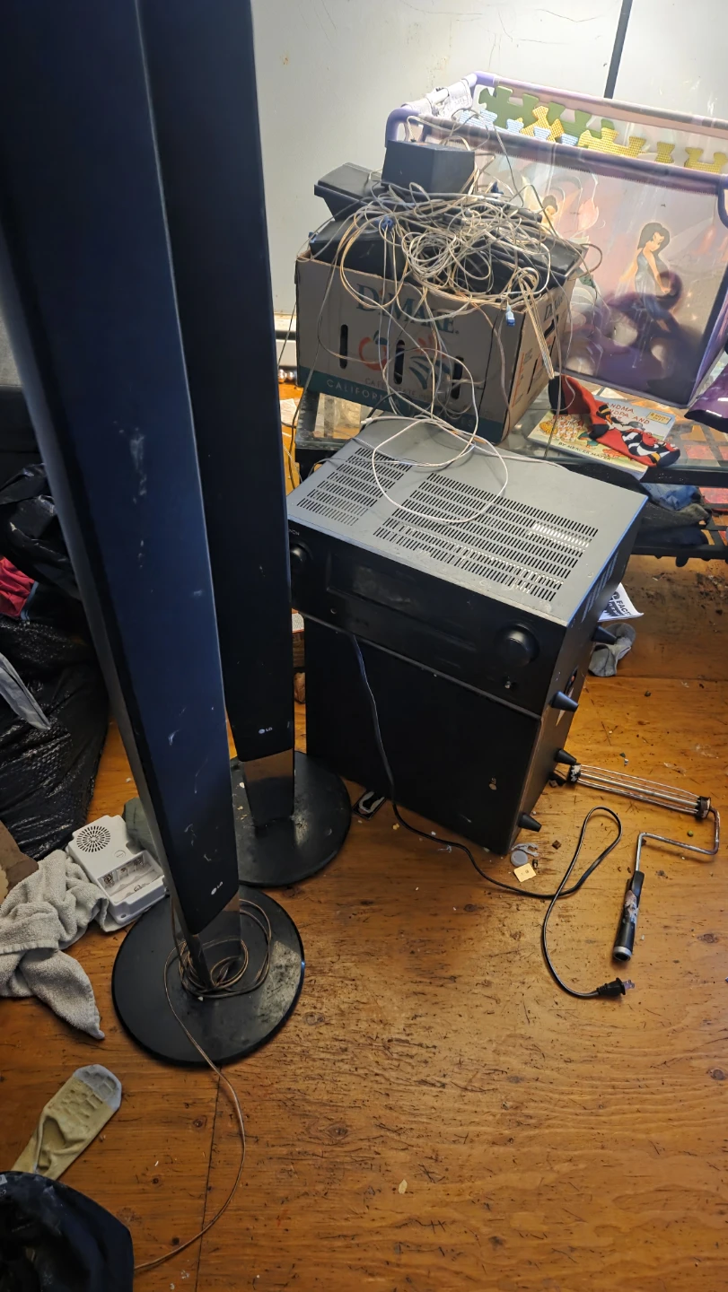 LG Floor Standing Speakers and Denon AV Receiver