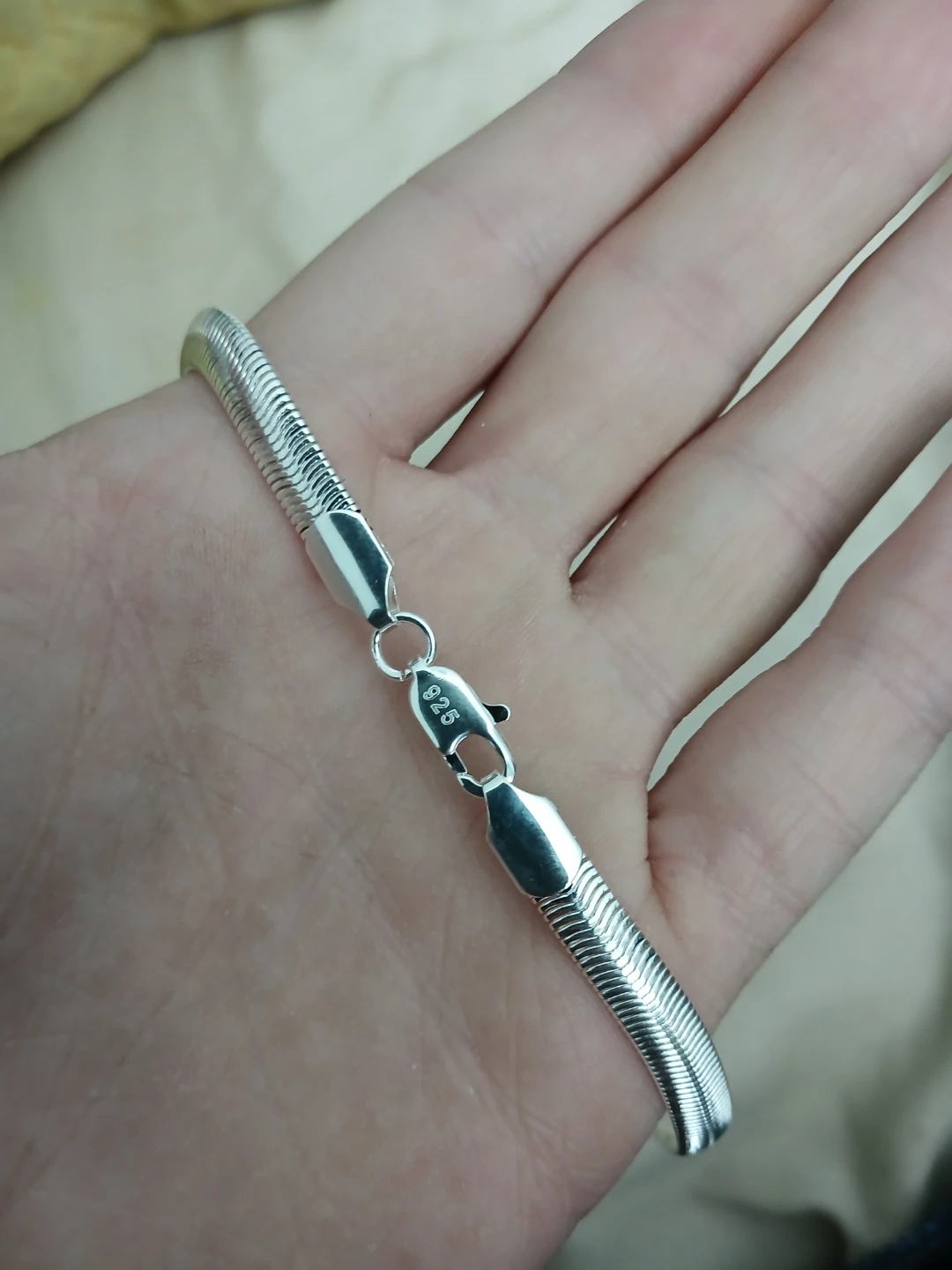 925 Silver Flat Snake Chain Necklace - photo 3