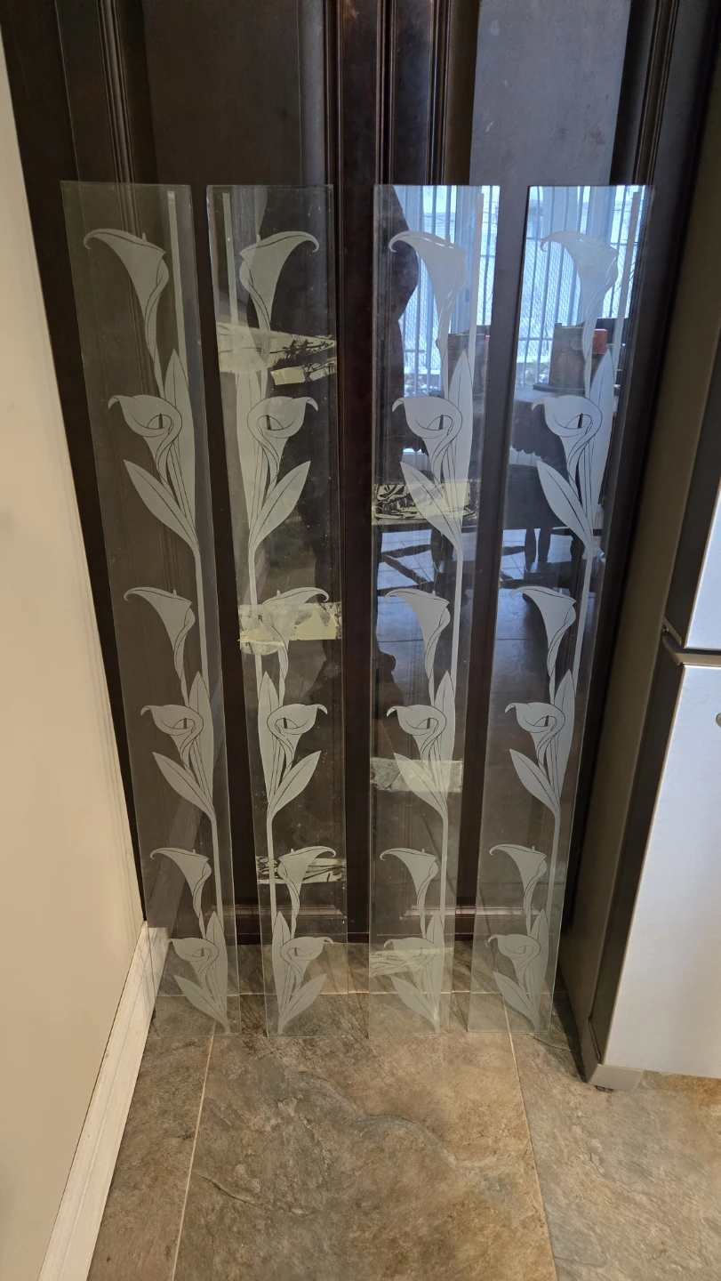 4 Glass Panels Calla Lilly Etched - photo 2