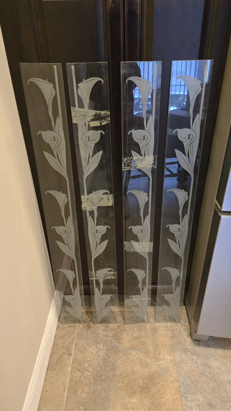 4 Glass Panels Calla Lilly Etched - photo 3