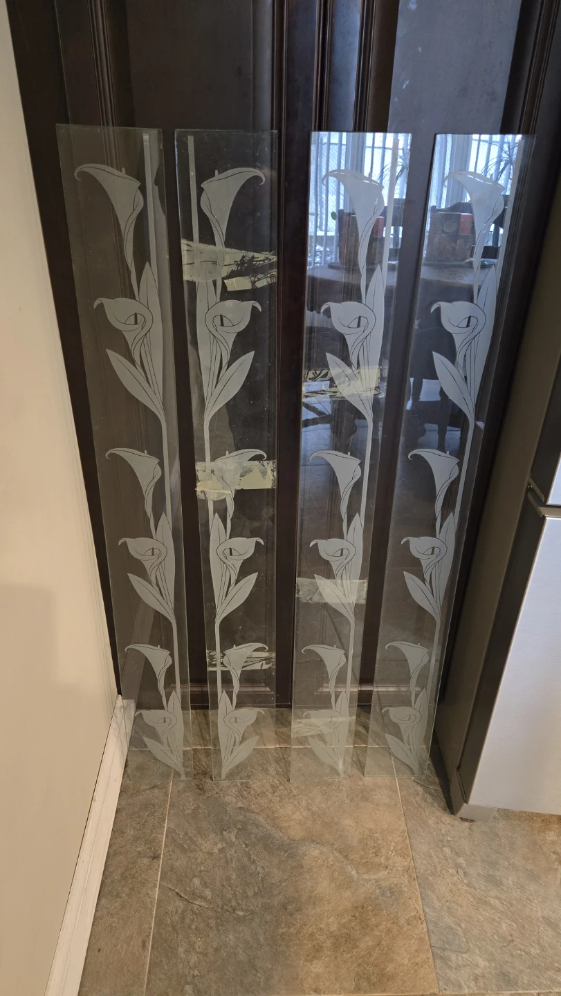 4 Glass Panels Calla Lilly Etched - photo 4