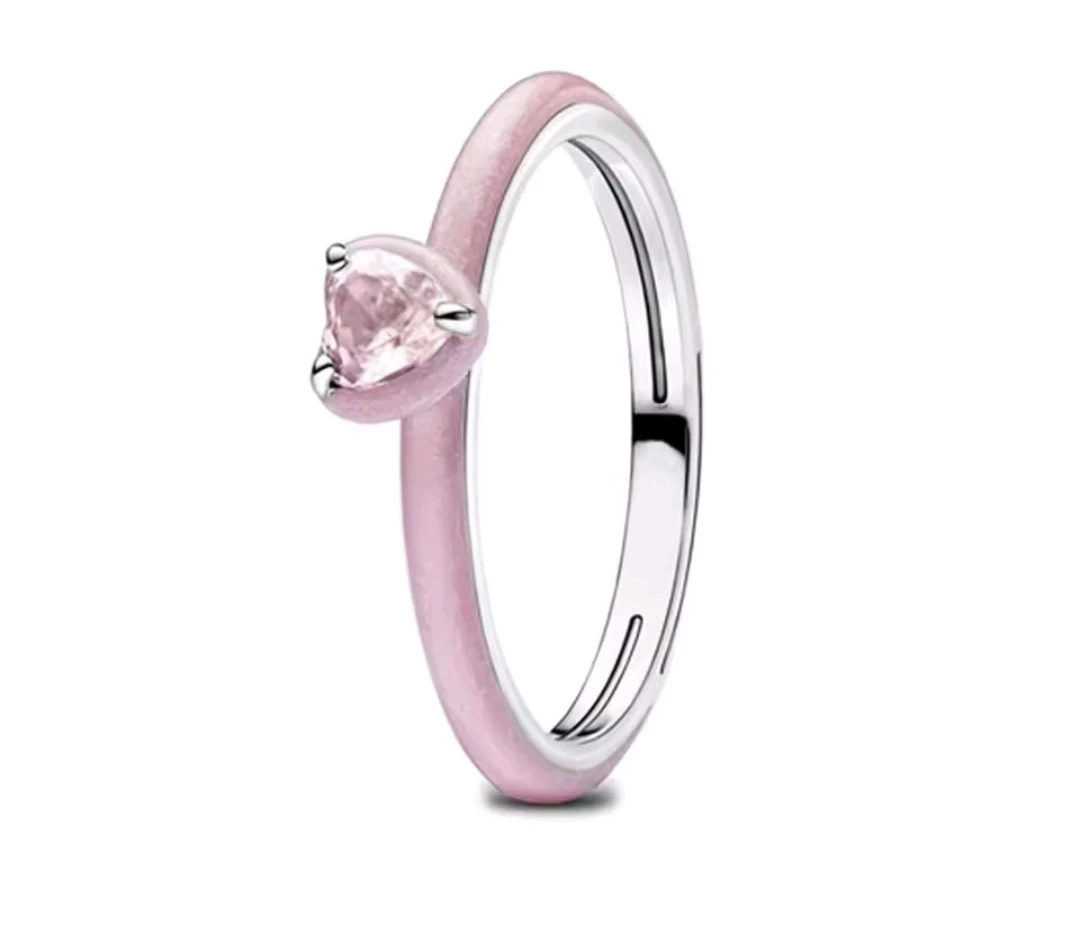 Sterling Silver Rings with Heart Stone BLACK/PINK/BLUE🏆 - photo 3
