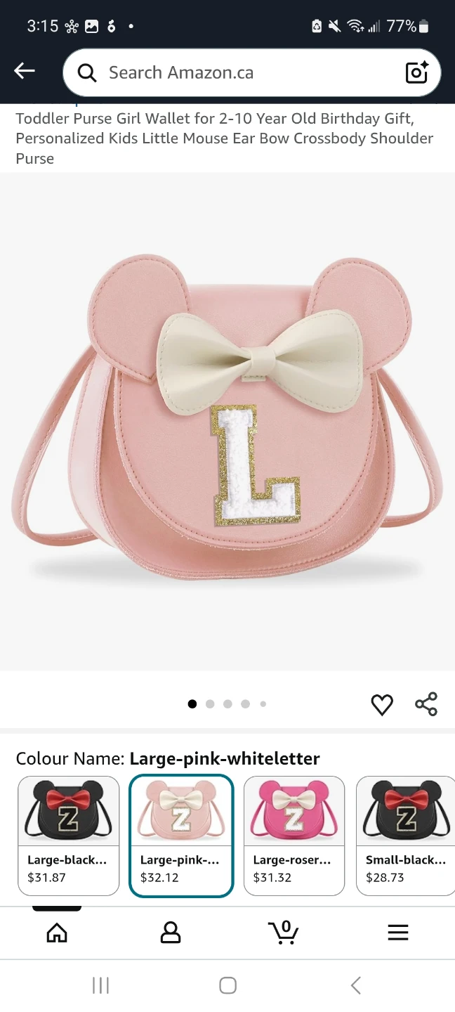 New Pink 'L' Toddler Purse