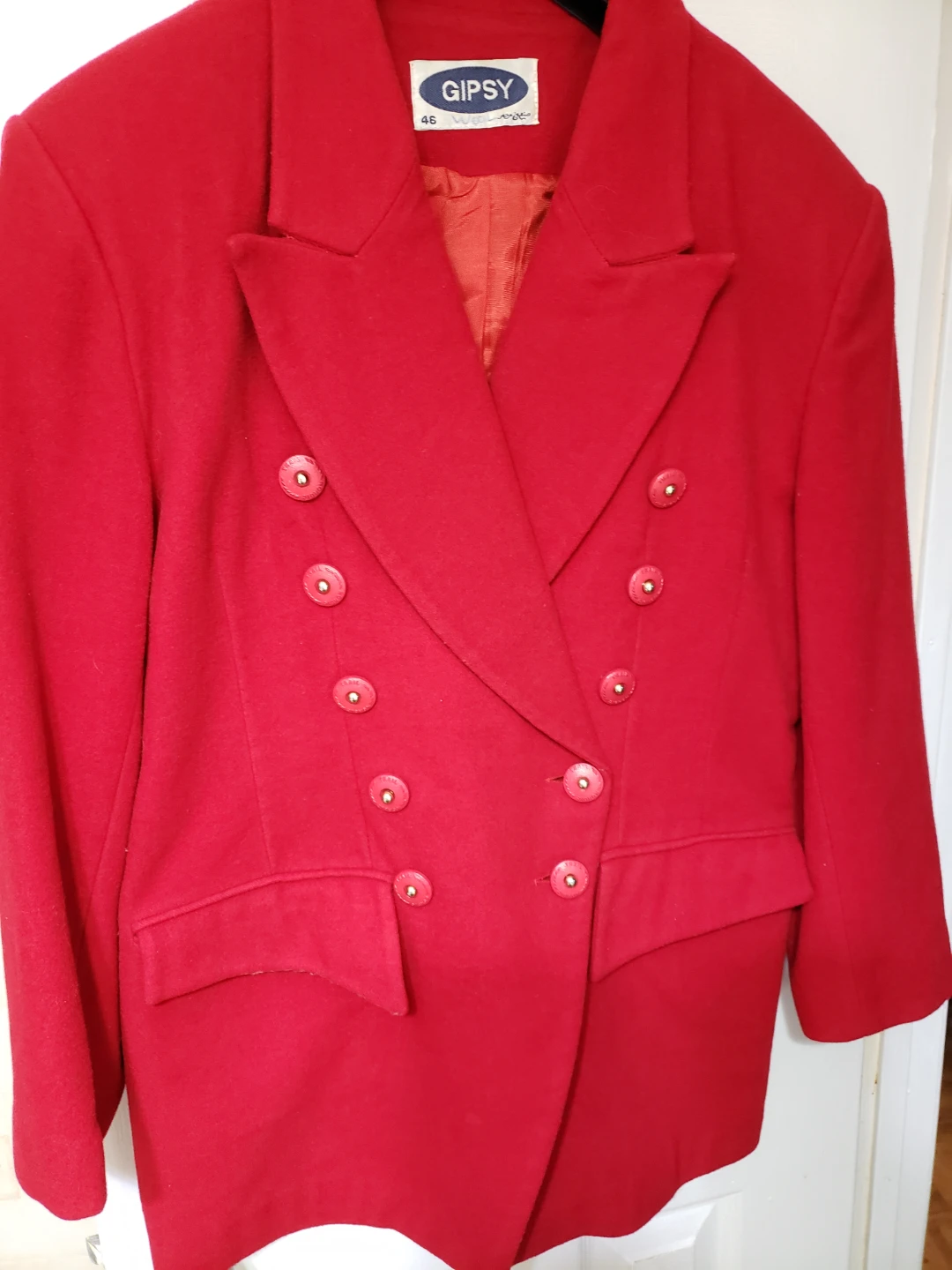 Gipsy Red Double-Breasted Blazer Jacket Size 46 - photo 2
