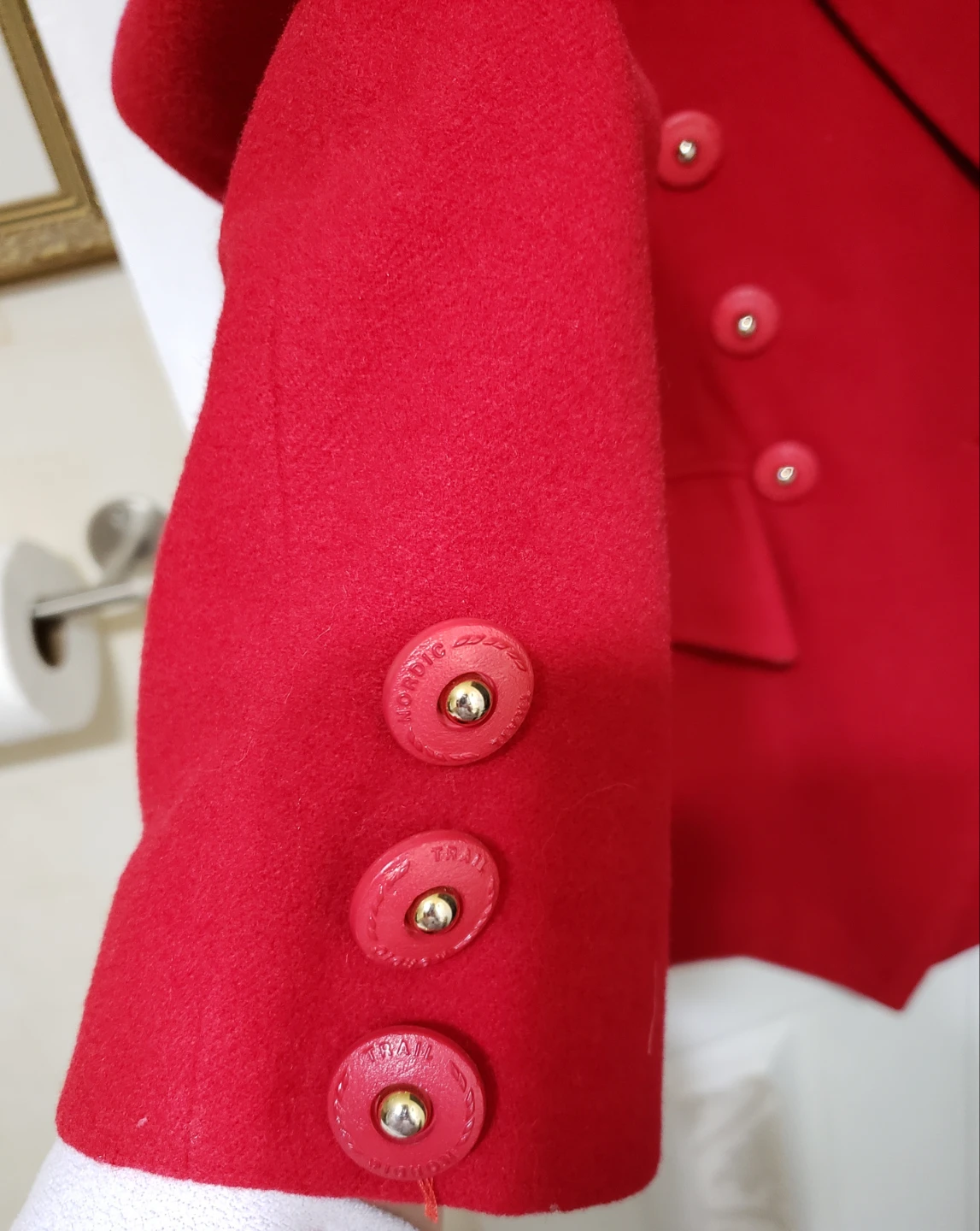 Gipsy Red Double-Breasted Blazer Jacket Size 46 - photo 3