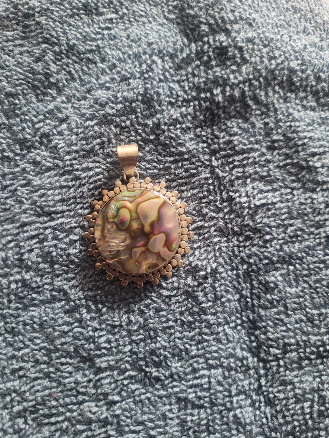 Sterling silver pendant  with Mother of Pearl and Black Stone