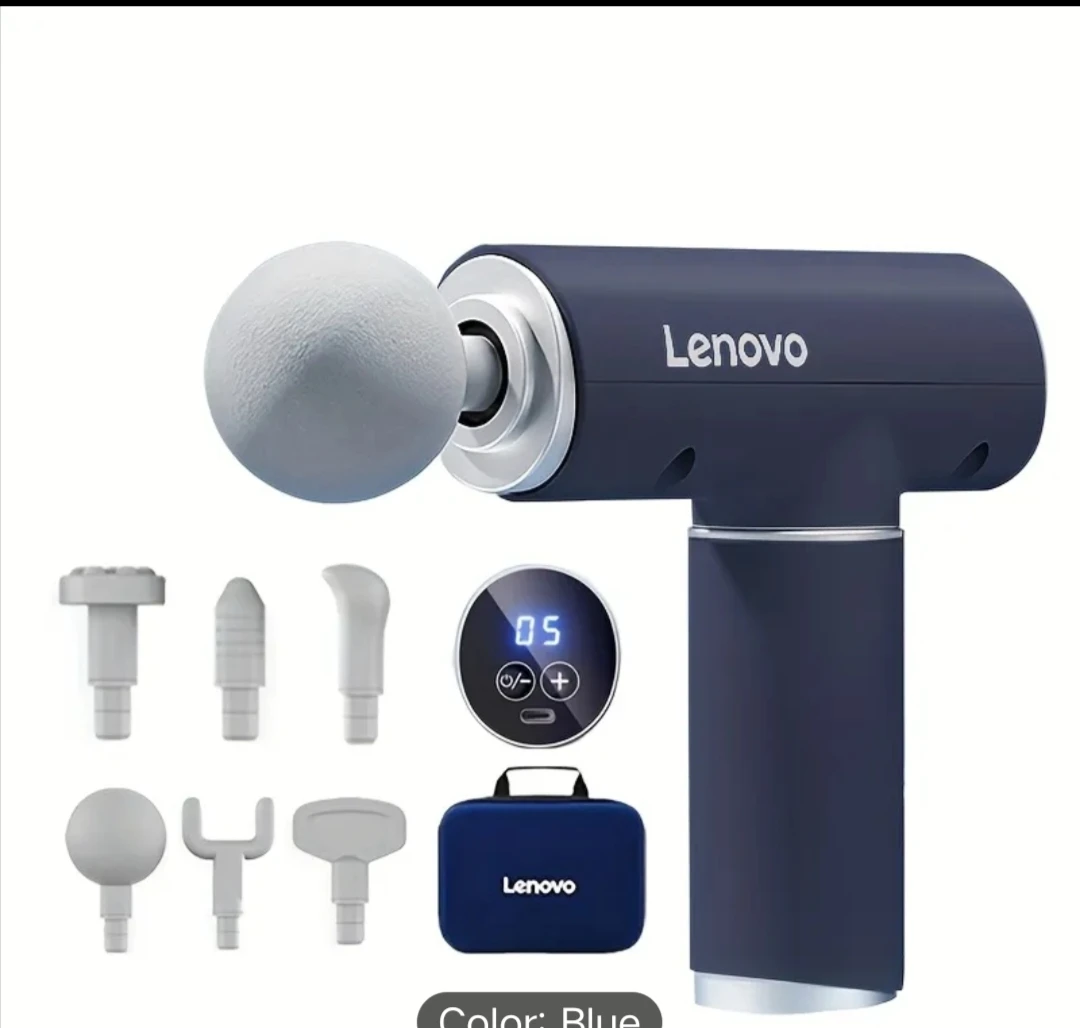 Lenovo Massage Gun with 5 Attachments - Blue