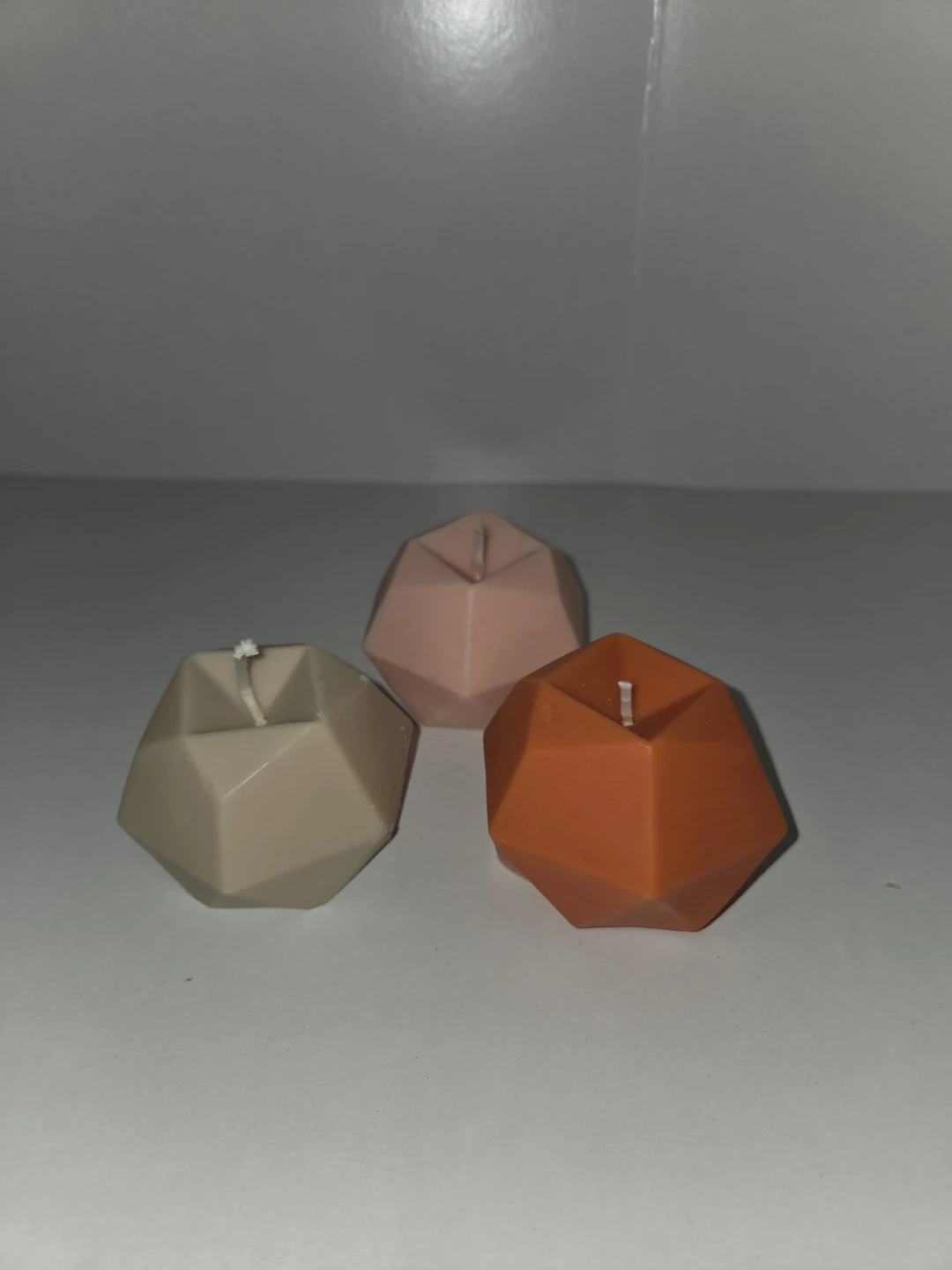Set of 3 Geometric Faceted Candles