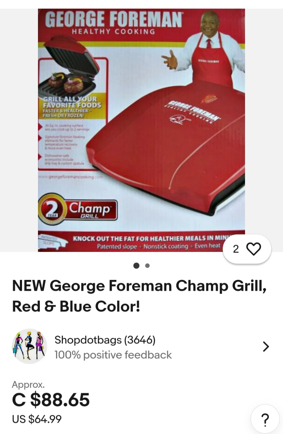 George Foreman Champ Grill - Red - photo 5