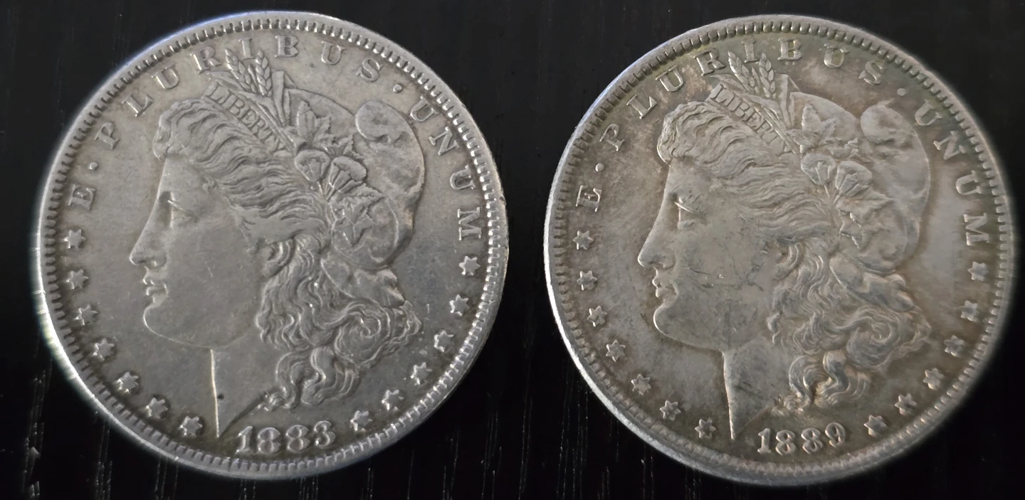 Lot Of 2 Morgan Silver Dollars - 1883 & 1889 - photo 2