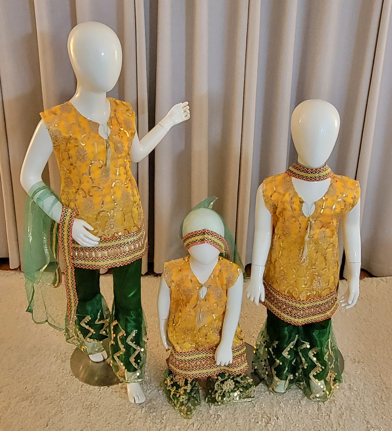 Girls Yellow Kurti with Green Pants for Eid 🏆