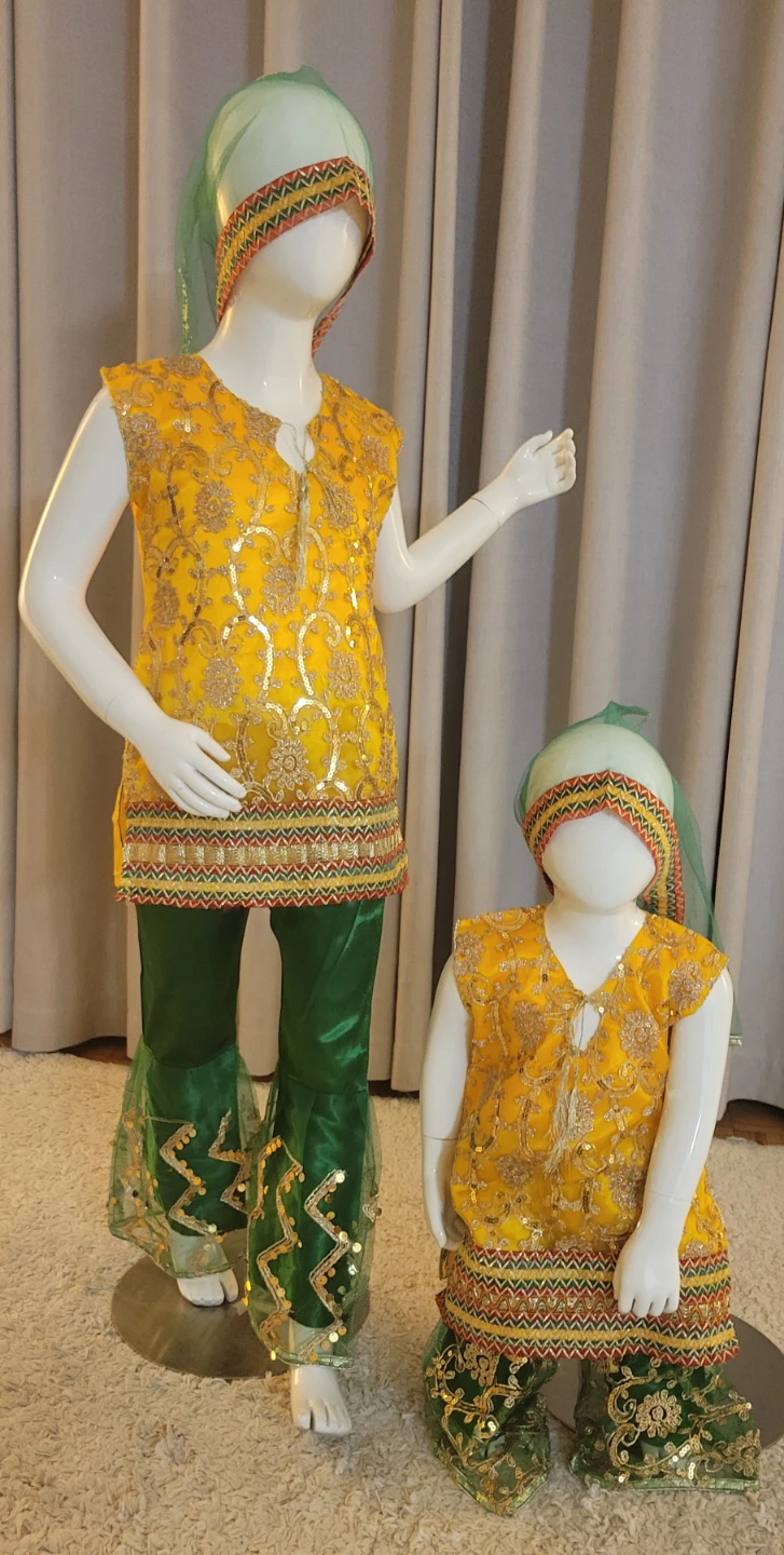Girls Yellow Kurti with Green Pants for Eid 🏆 - photo 2