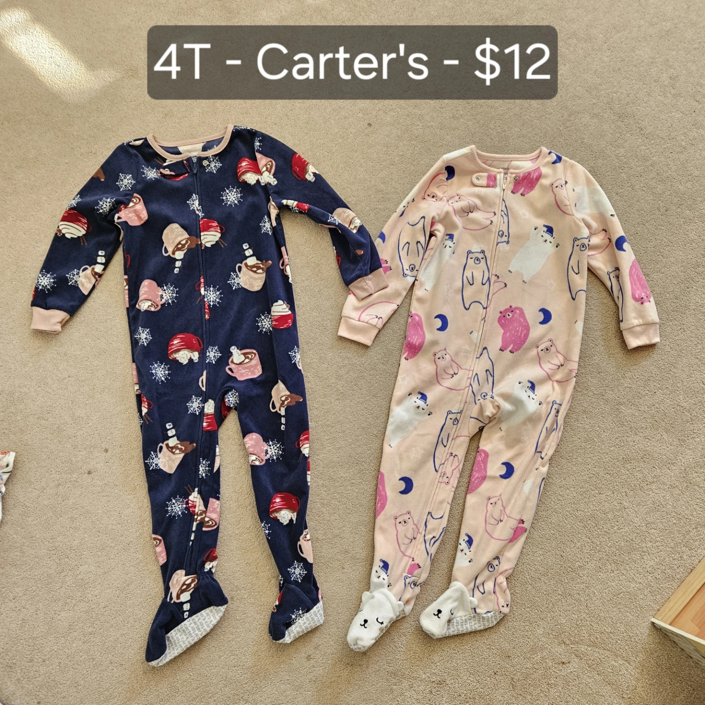 Carter's 4T Footed Pajamas (Set of 2)