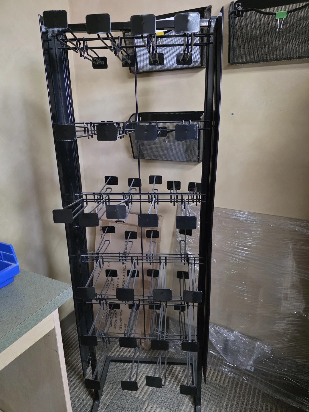 Black Metal Display Rack with Shelves