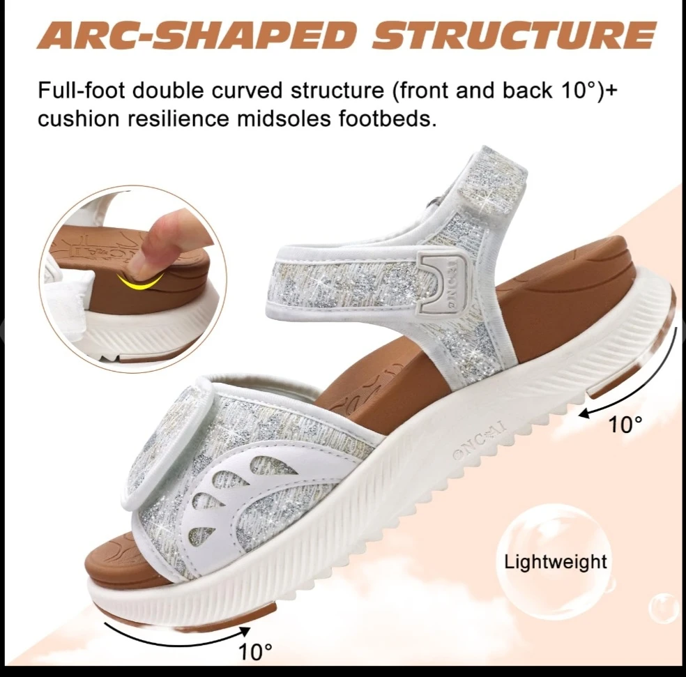 Size 8- ONC-AI White Glitter Sandals Women's Size 8