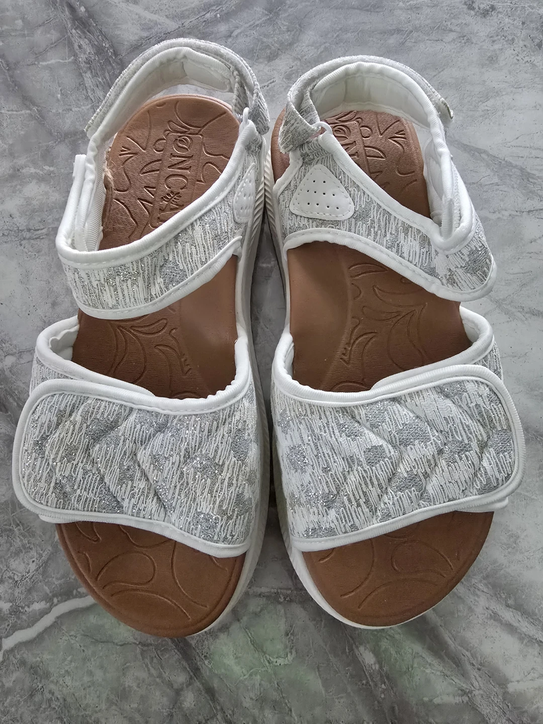 Size 8- ONC-AI White Glitter Sandals Women's Size 8 - photo 2