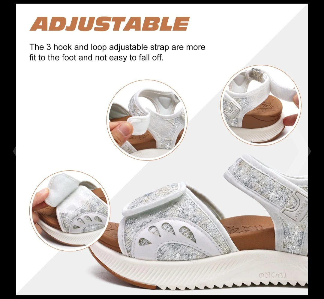 Size 8- ONC-AI White Glitter Sandals Women's Size 8 - photo 5