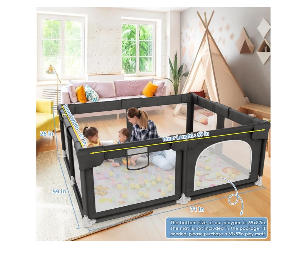 Palopalo Black Baby Playpen with Mat - photo 5