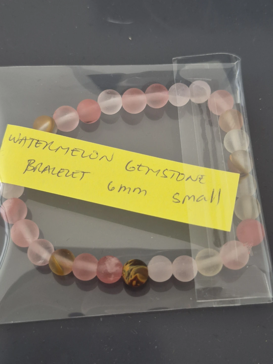 Rose Quartz and Watermelon Gemstone Bracelet - Small - photo 2