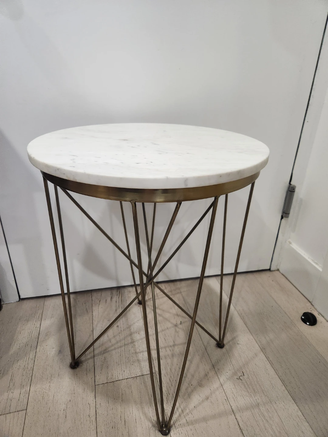 Round Marble Top Side Table with Brass Base