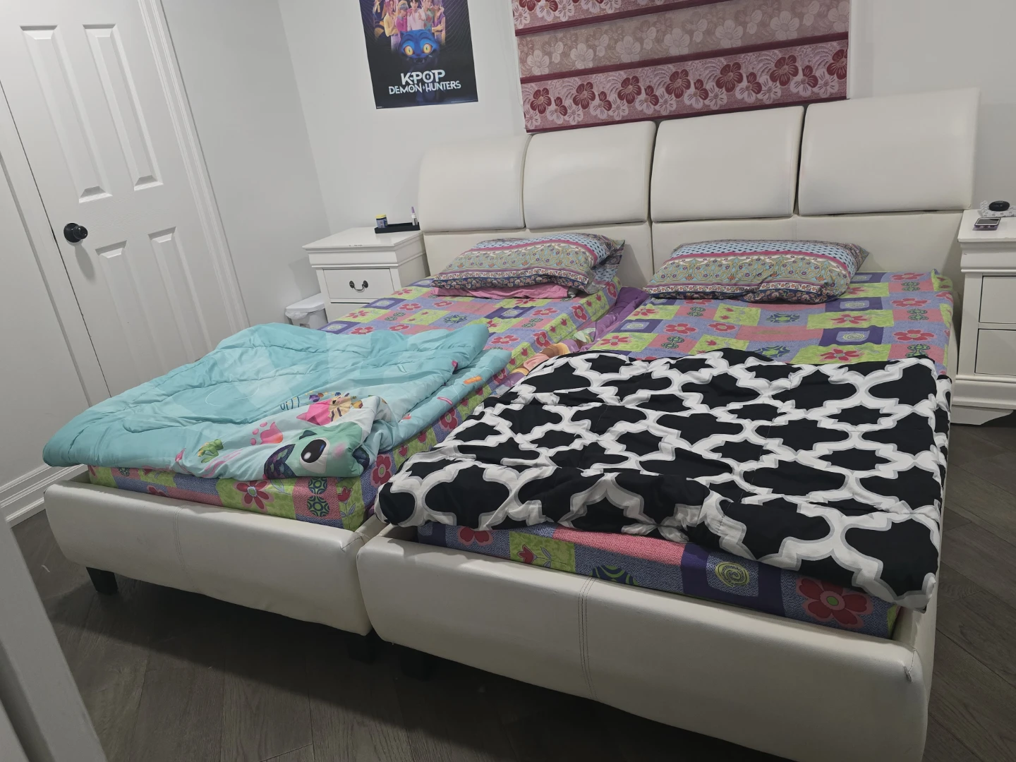 White Faux Leather Platform Beds (2)