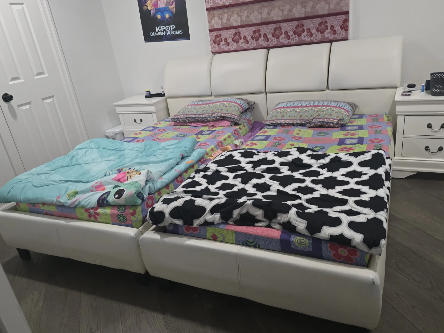 White Faux Leather Platform Beds (2) - photo 2